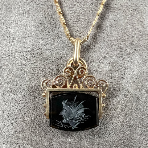 Victorian Poseidon Intaglio Swivel Fob sold by Doyle and Doyle an antique and vintage jewelry boutique