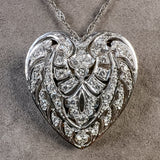 Vintage Filigree Diamond Heart Pin/Pendant, from Doyle & Doyle antique and vintage jewelry boutique 