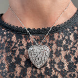 Vintage Filigree Diamond Heart Pin/Pendant, from Doyle & Doyle antique and vintage jewelry boutique 