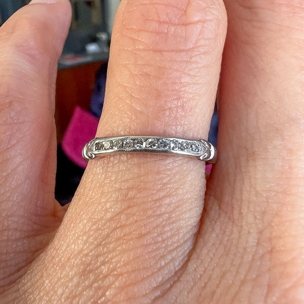 Art Deco Diamond Wedding Band Ring, 1935 sold by Doyle and Doyle an antique and vintage jewelry boutique