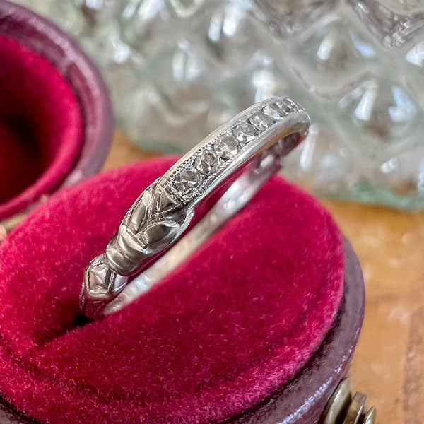 Art Deco Diamond Wedding Band Ring, 1935 sold by Doyle and Doyle an antique and vintage jewelry boutique