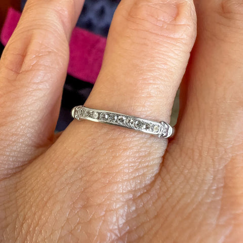 Art Deco Diamond Wedding Band Ring, 1935 sold by Doyle and Doyle an antique and vintage jewelry boutique