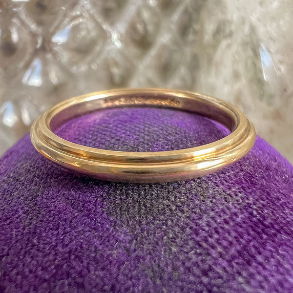 Vintage Ridged Gold Wedding Band Ring sold by Doyle and Doyle an antique and vintage jewelry boutique