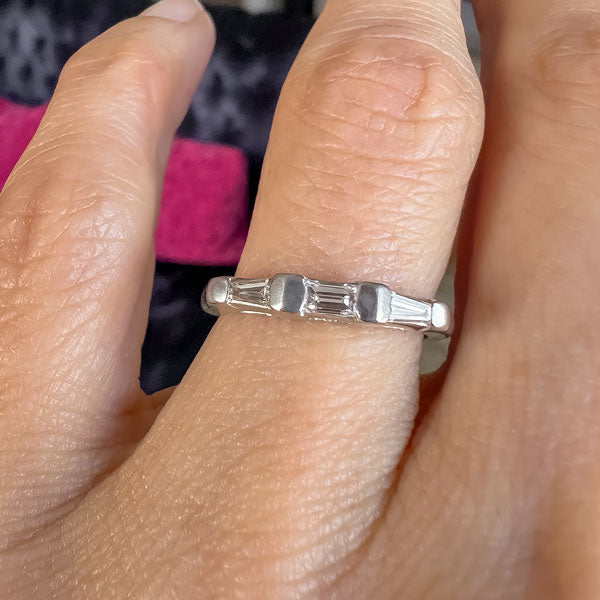 Vintage Baguette Wedding Band Ring sold by Doyle and Doyle an antique and vintage jewelry boutique