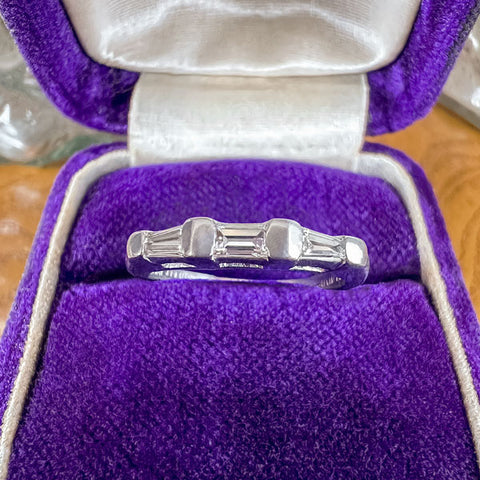 Vintage Baguette Wedding Band Ring sold by Doyle and Doyle an antique and vintage jewelry boutique