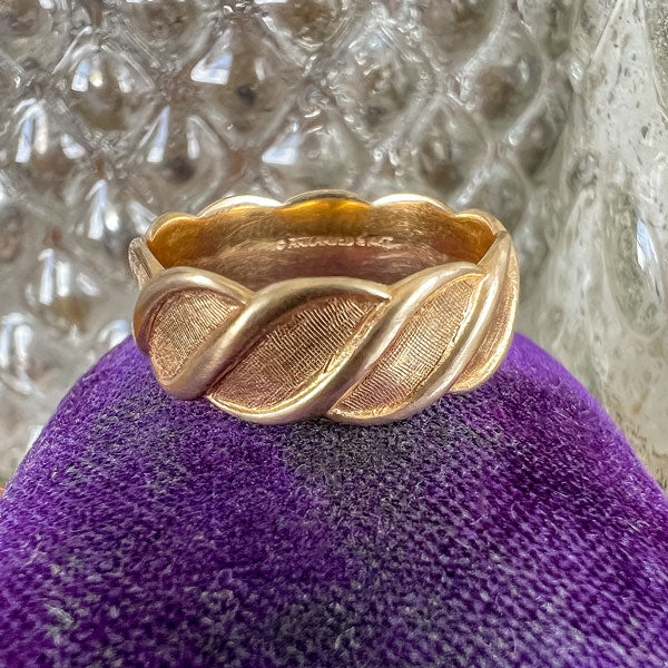 Vintage Twist Patterned Wedding Band Ring sold by Doyle and Doyle an antique and vintage jewelry boutique
