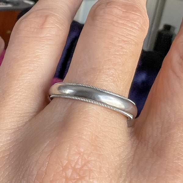 Vintage Tiffany & Co Platinum Wedding Band, sold by Doyle & Doyle antique and vintage jewelry boutique