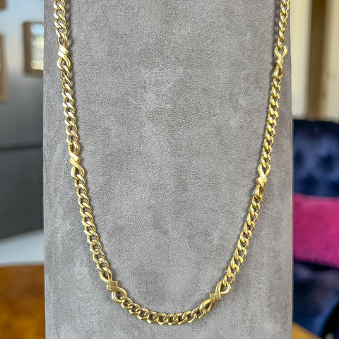 Vintage Curb & Fancy Link Chain Necklace sold by Doyle and Doyle an antique and vintage jewelry boutique