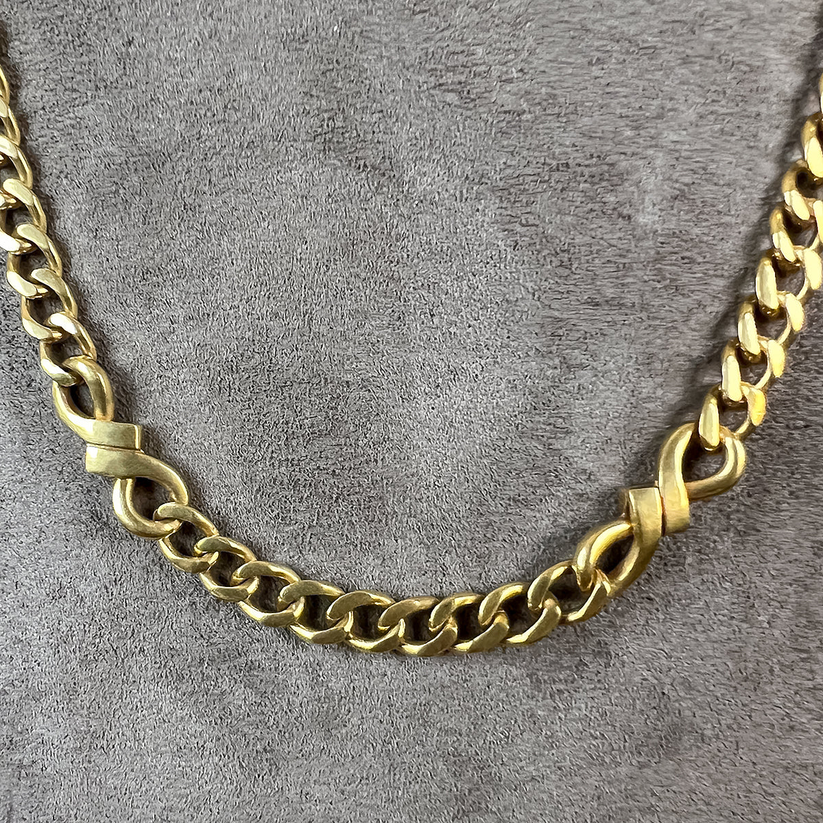 Vintage Curb & Fancy Link Chain Necklace sold by Doyle and Doyle an antique and vintage jewelry boutique