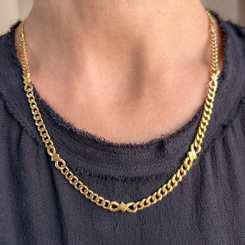Vintage Curb & Fancy Link Chain Necklace sold by Doyle and Doyle an antique and vintage jewelry boutique