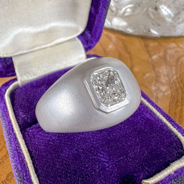 Radiant Cut Diamond Signet Ring sold by Doyle and Doyle an antique and vintage jewelry boutique
