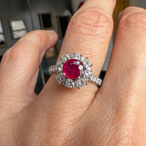 Estate Ruby & Diamond Ring sold by Doyle and Doyle an antique and vintage jewelry boutique