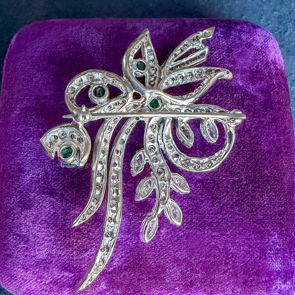 Vintage Emerald & Diamond Pin sold by Doyle and Doyle an antique and vintage jewelry boutique