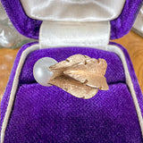 Vintage Pearl Gold Leaf Ring, from Doyle & Doyle antique and vintage jewelry boutique