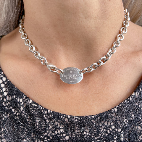 Vintage Tiffany & Co Dog Tag Necklace sold by Doyle and Doyle an antique and vintage jewelry boutique