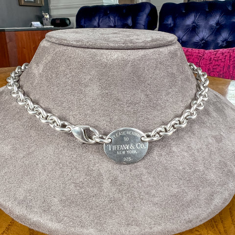 Vintage Tiffany & Co Dog Tag Necklace sold by Doyle and Doyle an antique and vintage jewelry boutique