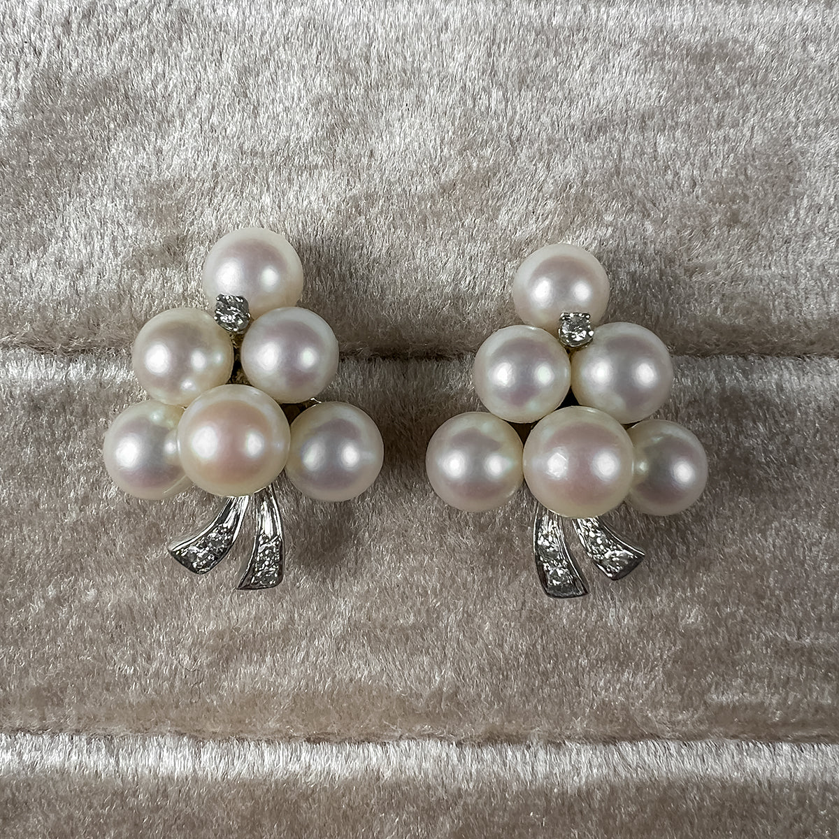 Vintage Pearl & Diamond Earrings sold by Doyle and Doyle an antique and vintage jewelry boutique