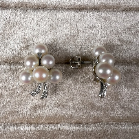Vintage pearl and diamond earrings, from Doyle & Doyle vintage and antique jewelry boutique