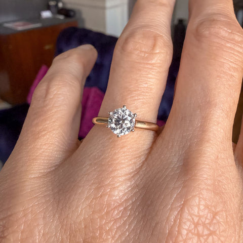 Vintage Solitaire Ring, RBC 0.98ct sold by Doyle and Doyle an antique and vintage jewelry boutique