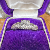 Vintage Engraved Engagement Ring, Old Euro 0.70ct sold by Doyle and Doyle an antique and vintage jewelry boutique