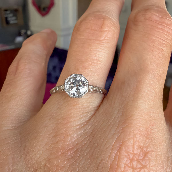 Art Deco Diamond Engagement Ring, Old Euro 0.96ct sold by Doyle and Doyle an antique and vintage jewelry boutique