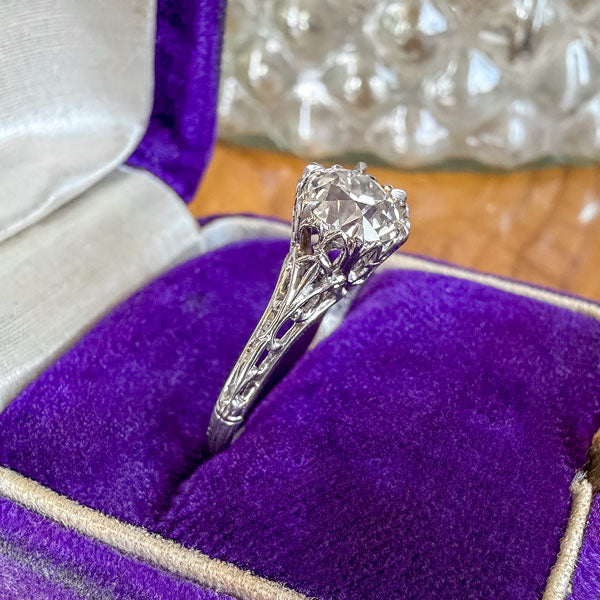 Edwardian Filigree Engagement Ring, Old Euro 1.14ct., 1913 sold by Doyle and Doyle an antique and vintage jewelry boutique