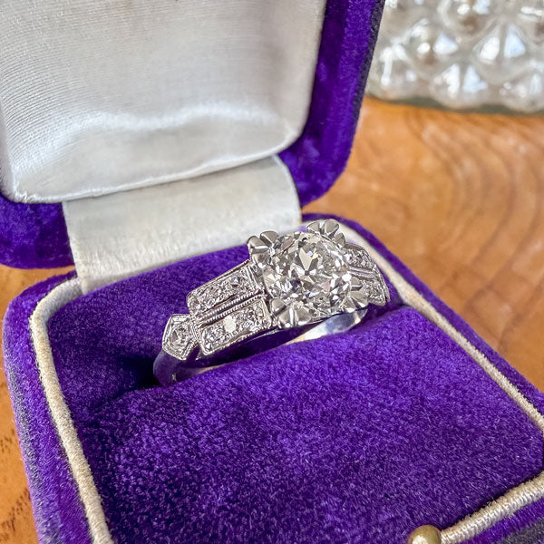 Art Deco Engagement Ring, Old Euro 1.01ct. sold by Doyle and Doyle an antique and vintage jewelry boutique