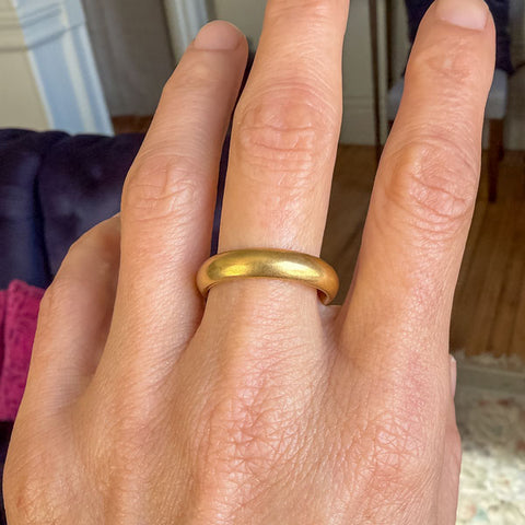 Vintage Half Round Wedding Band sold by Doyle and Doyle an antique and vintage jewelry boutique