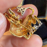 Vintage Emerald & Diamond Taurus Pin, sold by Doyle & Doyle antique and vintage jewelry boutique