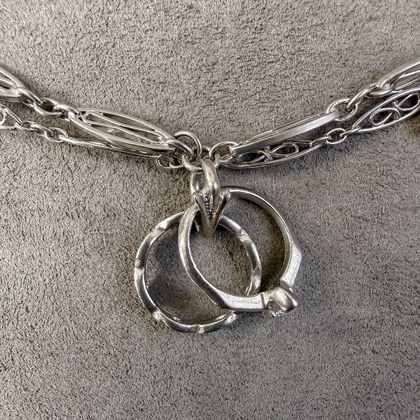 Art Deco Diamond Charm Necklace sold by Doyle and Doyle an antique and vintage jewelry boutique