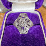 Art Deco Diamond Dinner Ring, Old Euro 0.15ct. sold by Doyle and Doyle an antique and vintage jewelry boutique