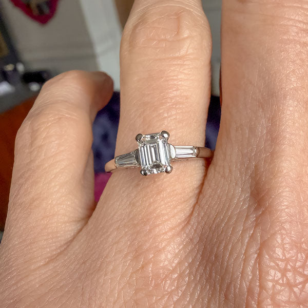 Vintage Engagement Ring, Emerald cut 0.55ct. sold by Doyle and Doyle an antique and vintage jewelry boutique