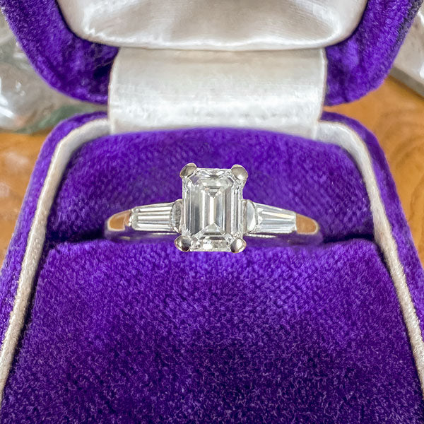 Vintage Engagement Ring, Emerald cut 0.55ct. sold by Doyle and Doyle an antique and vintage jewelry boutique