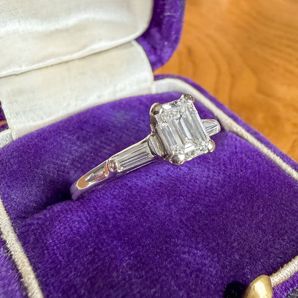 Vintage Engagement Ring, Emerald cut 0.55ct. sold by Doyle and Doyle an antique and vintage jewelry boutique