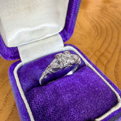 Art Deco Diamond Ring, RBC 0.15ct. 1935. sold by Doyle and Doyle an antique and vintage jewelry boutique