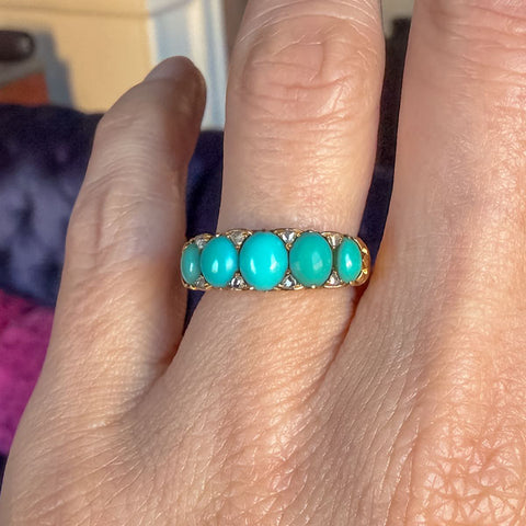 Victorian Turquoise & Diamond Ring, sold by Doyle & Doyle antique and vintage jewelry boutique