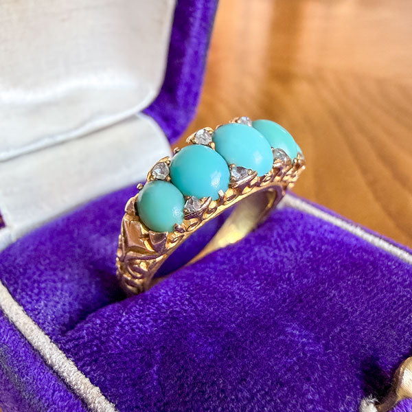 Victorian Turquoise & Diamond Ring, sold by Doyle & Doyle antique and vintage jewelry boutique