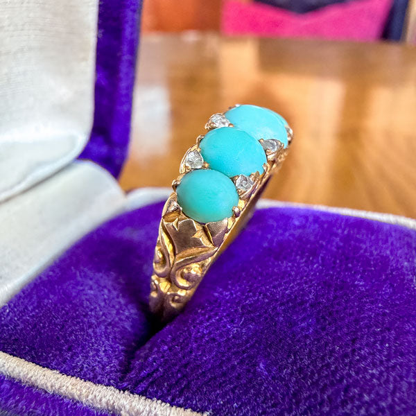 Victorian Turquoise & Diamond Ring, sold by Doyle & Doyle antique and vintage jewelry boutique
