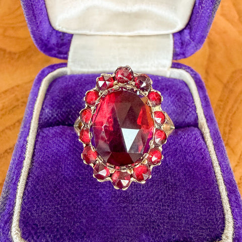 Antique Victorian Bohemian Garnet Ring sold by Doyle and Doyle an antique and vintage jewelry boutique