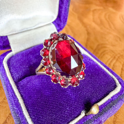 Antique Victorian Bohemian Garnet Ring sold by Doyle and Doyle an antique and vintage jewelry boutique