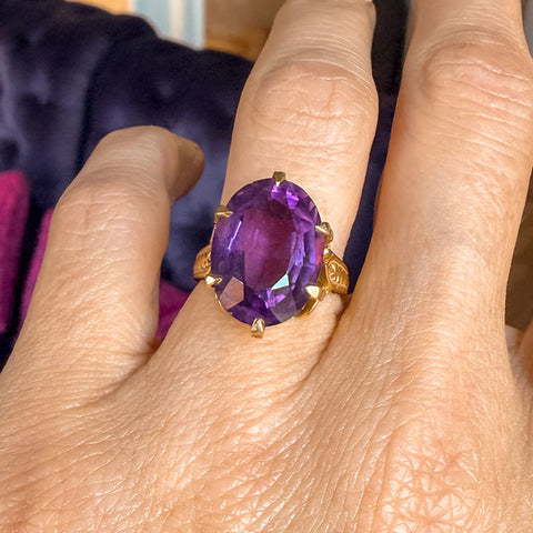 Victorian Oval Amethyst Ring, sold by Doyle & Doyle antique and vintage jewelry boutique