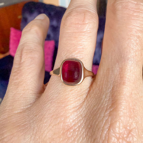 Antique Garnet Cabochon Ring, sold by Doyle & Doyle antique and vintage jewelry boutique