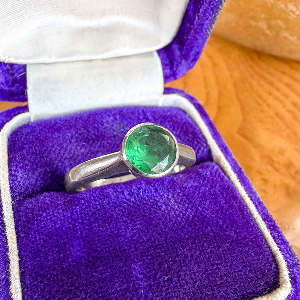 Vintage Round Emerald Ring, sold by Doyle & Doyle antique and vintage jewelry boutique