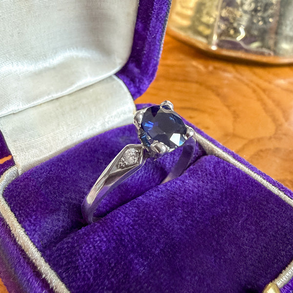 Vintage Sapphire & Diamond Ring sold by Doyle and Doyle an antique and vintage jewelry boutique