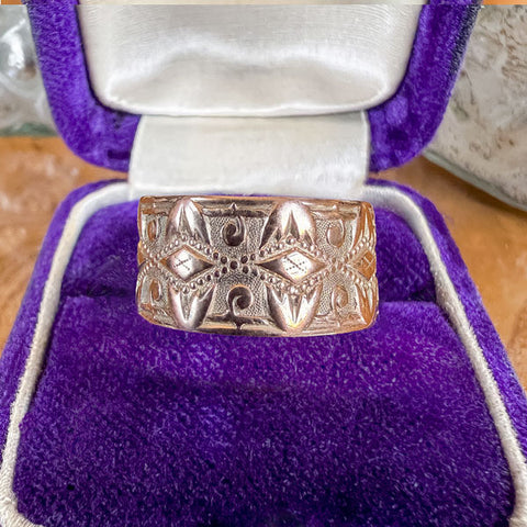 Victorian Patterned Wedding Band sold by Doyle and Doyle an antique and vintage jewelry boutique