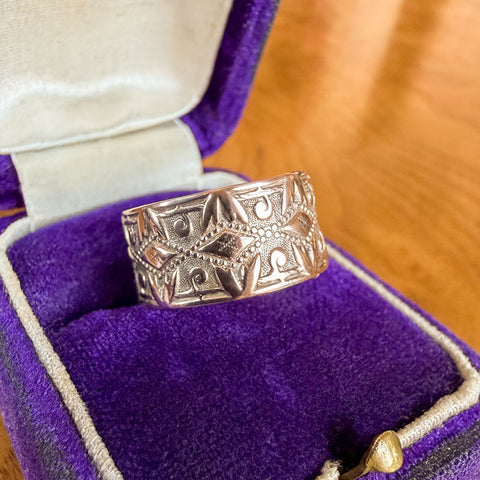Victorian Patterned Wedding Band sold by Doyle and Doyle an antique and vintage jewelry boutique