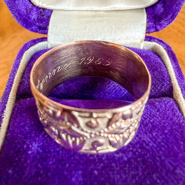 Victorian Patterned Wedding Band sold by Doyle and Doyle an antique and vintage jewelry boutique