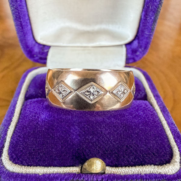 Victorian Patterned Wedding Band sold by Doyle and Doyle an antique and vintage jewelry boutique