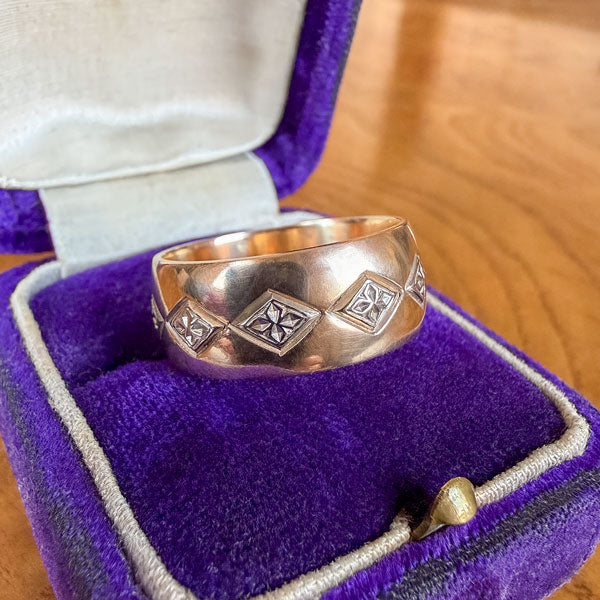 Victorian Patterned Wedding Band sold by Doyle and Doyle an antique and vintage jewelry boutique