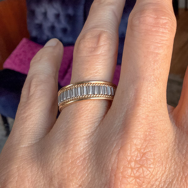 Vintage Textured Two-toned Wedding Band sold by Doyle and Doyle an antique and vintage jewelry boutique